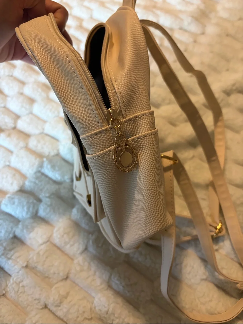 Mini Bow Front Backpack in White